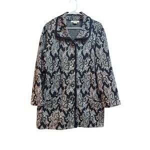 Cambridge Dry Goods Women's Wool Paisley Button Front Sweater Jacket Size  XL‎